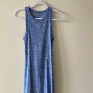 Aerie Blue Ribbed Tank Dress Cutout Back Medium